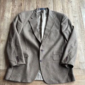 VINTAGE Polo Ralph Lauren Men's Classic Blazer in Brown Checkered Pattern- 44T